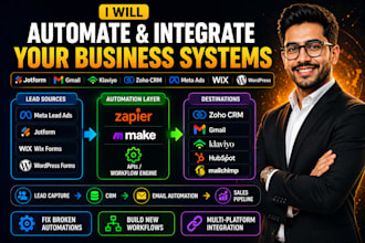 automate integrate jotform gmail klaviyo zoho CRM meta lead ads wix wordpress