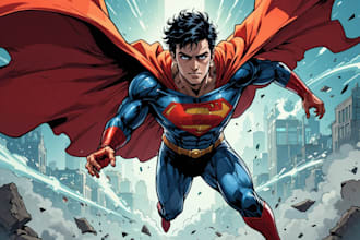 draw superhero comic panels and pages