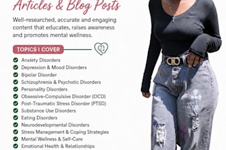 write  a high quality mental health and mental health disorders and blogs
