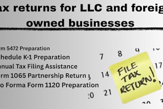 file 5472, 1120, 1065 tax returns for llc and foreign owned businesses