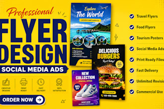 design travel flyers, food flyers, tourism posters, banners and social media ads