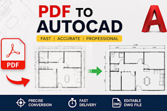 convert PDF to autocad drawing, PDF to cad, cad conversion service expert