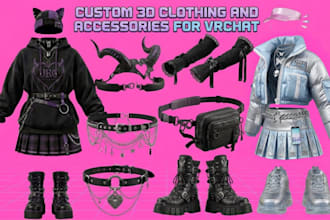 design 3d clothing and accessories for vrchat kikyo, manuka, maya, novabeast