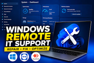 provide windows remote IT support, PC repair, virus removal, and troubleshooting