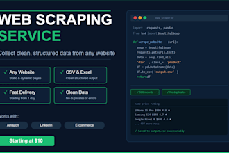scrape any website and deliver clean structured data in CSV or excel