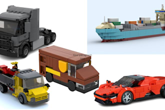 do custom lego moc, digital city build, lego car, bike, ship with instructions