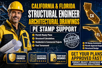 structural engineer, architectural drawing, stamp in california and florida