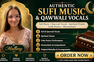 create sufi music, qawwali vocals, spiritual chants, urdu poetry, harmonium
