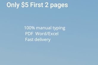 do 2 pages data entry for 5 USD  100 percent accurate