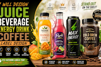 design juice beverage energy drink coffee label design