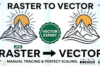 manually convert image to vector, vectorize logo, or sketch to vector