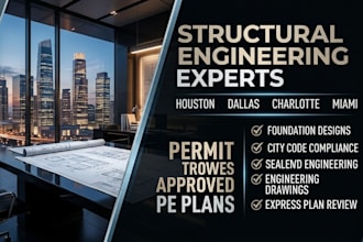deliver pe stamped construction drawings for houston miami dallas charlotte
