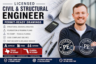 review licensed architect, civil and structural engineer in florida texas permit