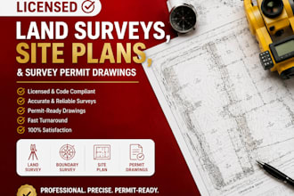 create licensed land surveys, site plans, and survey permit drawings