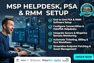 setup msp helpdesk psa and rmm tools connectwise halopsa syncro and ninjaone