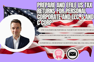 prepare and efile US tax returns for personal corporate and llc, s and c corp