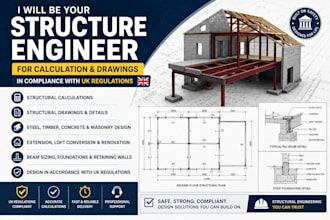 be your structure engineer for calculation and drawings of UK regulation