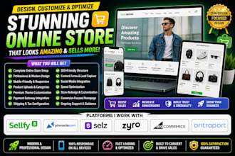 create sellfy pinnaclrcart selz zyro bigcommerce ontraport website store design