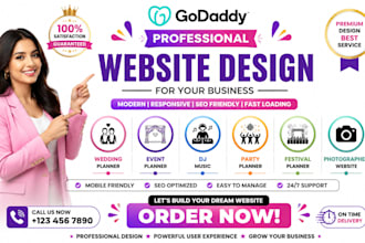build godaddy wedding event planner dj music party festival photographer website