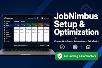 set up jobnimbus CRM with custom workflows, estimates, jobboards and quickbooks