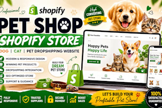 build responsive pet shopify store dog cat dropshipping website pet supplier