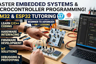tutor you in embedded systems and microcontroller programming using stm32 esp3