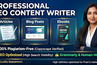 write premium SEO blog posts, human written articles, and ebooks