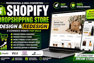 build shopify droppshipping store website design redesign ecommerce website wix