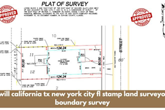 california tx new york city fl stamp land surveyor, boundary survey