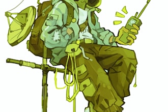 draw a stylized fullbody character design