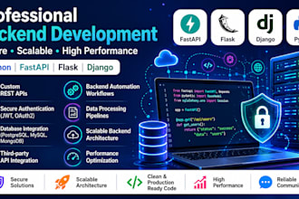 do python frontend,backend, rest API development,database, and authentication
