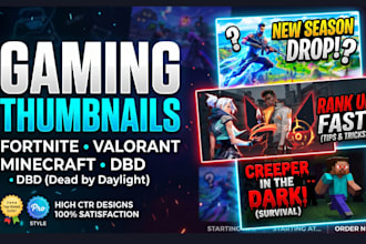 create fortnite valorant dbd horror gaming thumbnail design