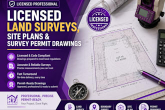 provide licensed land survey, boundary survey, site plan, and permit drawings