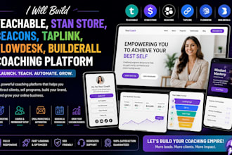 build teachable stan store beacons taplink flowdesk builderall coaching website