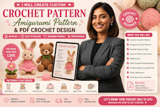 create custom crochet pattern amigurumi pattern and PDF crochet design