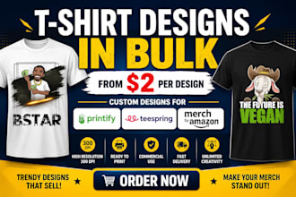 design custom bulk teespring typography t shirts for pod merch stores