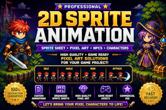 do 2d sprite animation, sprite sheet pixel art, pixel animation, npcs character