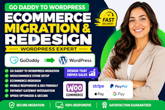 godaddy ecommerce migration website redesign wordpress expert
