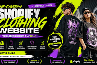 design y2k streetwear shopify store clothing website for fashion brand