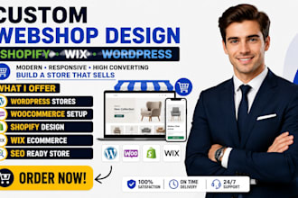 build wordpress ecommerce website wix woocommerce webshop shopify webshop