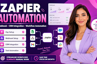 setup zapier zap, webhook, CRM app integration and workflow automation