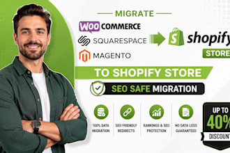 migrate woocommerce squarespace magento to shopify store with SEO safe migration