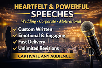write a heartfelt wedding, or motivational speech that  captivates your audience