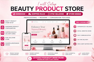 setup beauty product store handmade shipping rules sync selldone website design