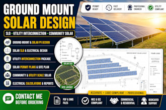design ground mount solar, sld, utility interconnection community solar