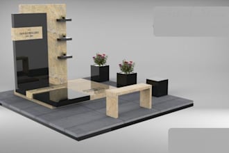create 3d photorealistic grave, tombstone design