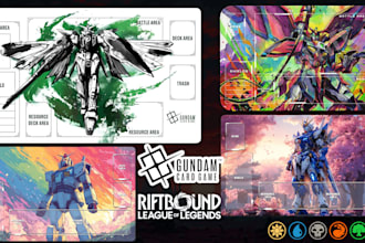 design mtg playmat, pokemon, tcg, game art, yugioh, gundam, desktop mat