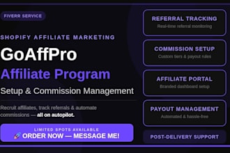 setup shopify goaffpro affiliate program referral tracking commission management