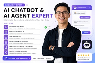 build gohighlevel ai agent, chatbot,  ghl automation workflows conversational ai