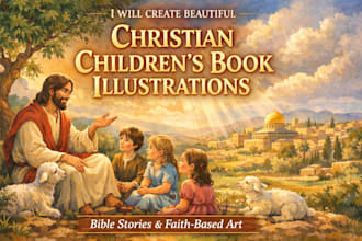 create beautiful christian children book illustrations and bible artwork